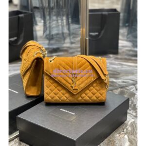 Replica YSL Saint Laurent Envelope Medium Bag In Mix Matelassé Suede Calf 600185 Cork 2