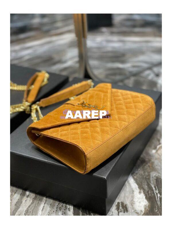 Replica YSL Saint Laurent Envelope Medium Bag In Mix Matelassé Suede Calf 600185 Cork 10