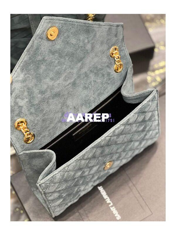 Replica YSL Saint Laurent Envelope Medium Bag In Mix Matelassé Suede Calf 600185 Green 9