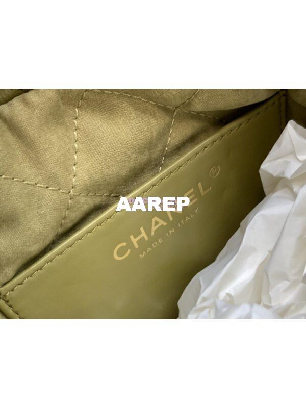 Replica Chanel Mini 22 Handbag Shiny Calfskin & Gold Metal AS3980 Green Khaki 6