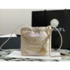 Replica Chanel Mini 22 Handbag Shiny Calfskin & Gold Metal AS3980 in White 2