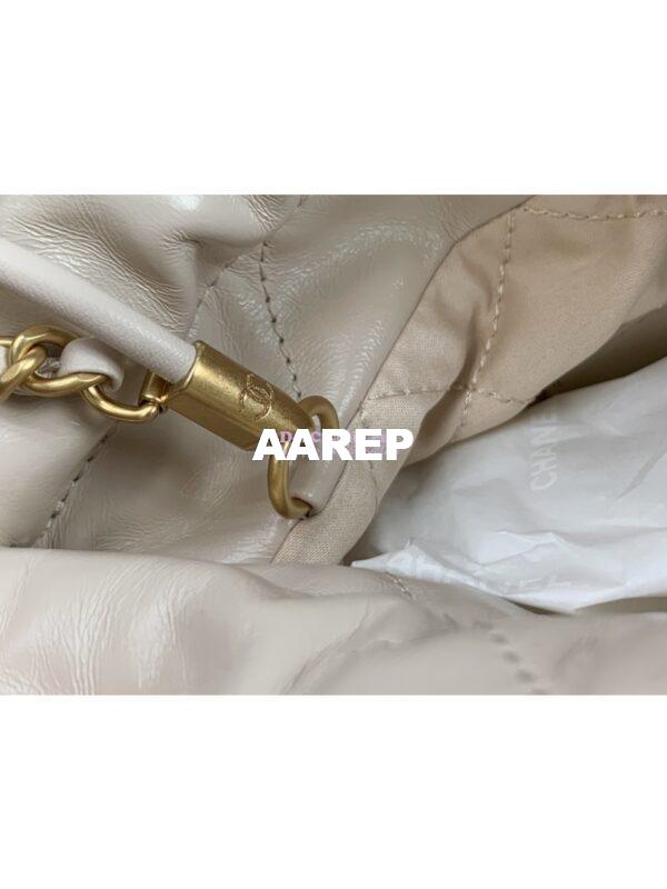Replica Chanel Mini 22 Handbag Shiny Calfskin & Gold Metal AS3980 Ecru 6