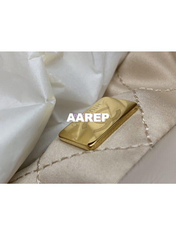 Replica Chanel Mini 22 Handbag Shiny Calfskin & Gold Metal AS3980 Ecru 7