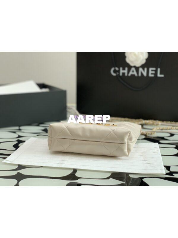 Replica Chanel Mini 22 Handbag Shiny Calfskin & Gold Metal AS3980 Ecru 9