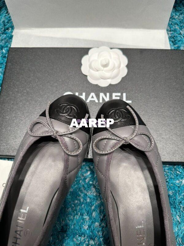 Replica Chanel Quilted Lambskin Ballerinas G02819 Grey Black 5