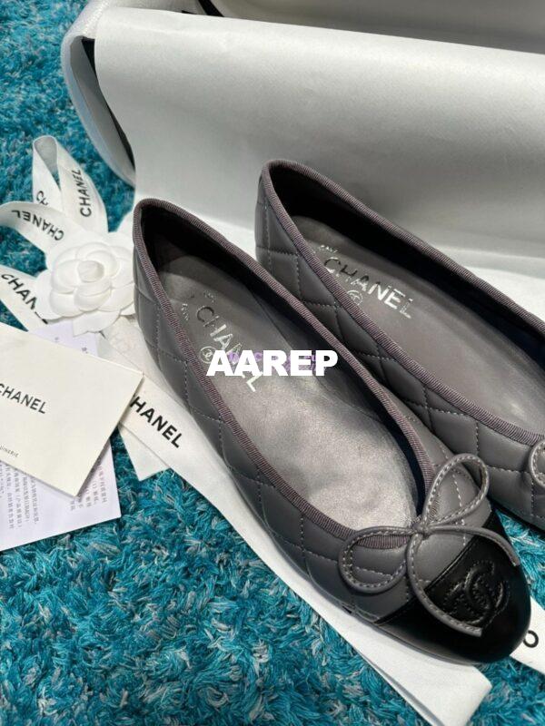 Replica Chanel Quilted Lambskin Ballerinas G02819 Grey Black 7