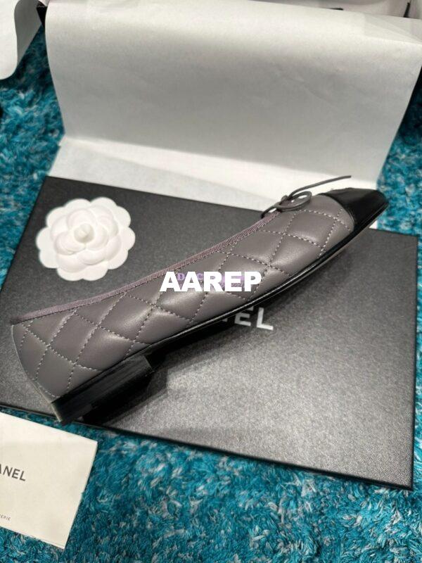 Replica Chanel Quilted Lambskin Ballerinas G02819 Grey Black 8