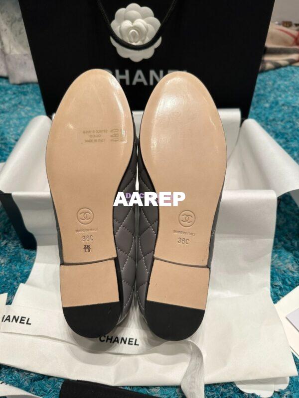 Replica Chanel Quilted Lambskin Ballerinas G02819 Grey Black 9