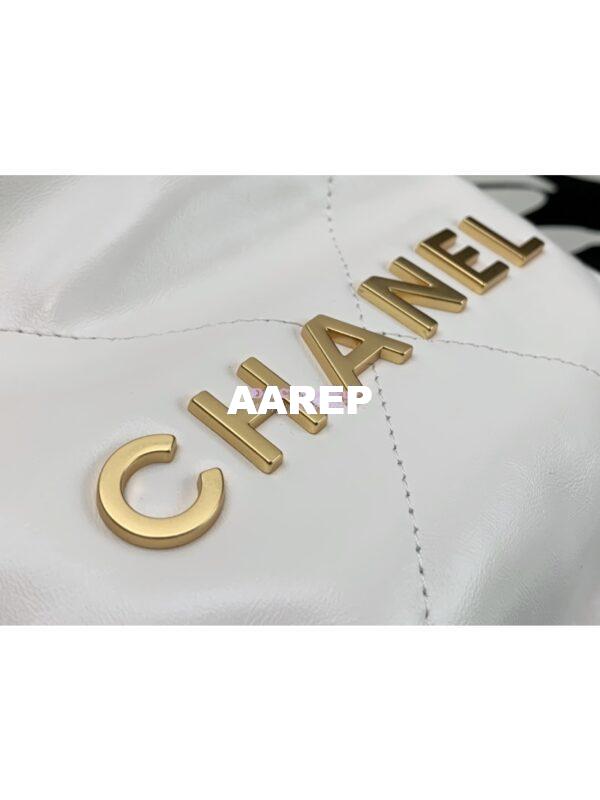 Replica Chanel Mini 22 Handbag Shiny Calfskin & Gold Metal AS3980 in White 4