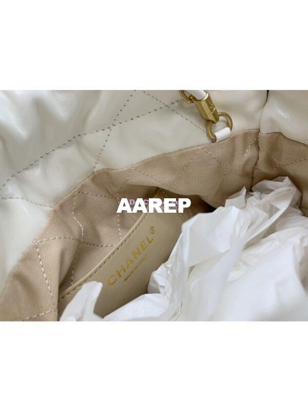 Replica Chanel Mini 22 Handbag Shiny Calfskin & Gold Metal AS3980 in White 5