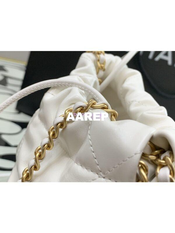 Replica Chanel Mini 22 Handbag Shiny Calfskin & Gold Metal AS3980 in White 6