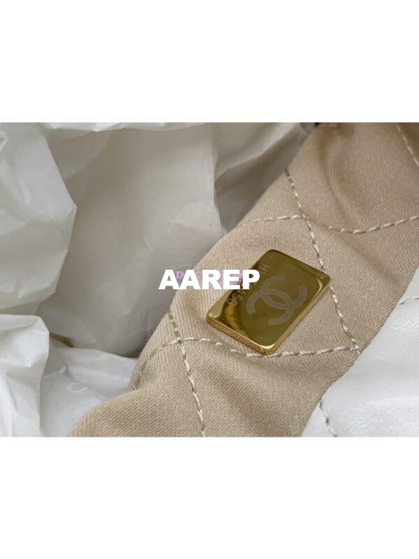 Replica Chanel Mini 22 Handbag Shiny Calfskin & Gold Metal AS3980 in White 7