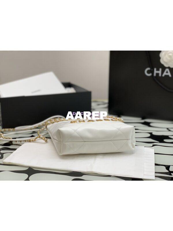 Replica Chanel Mini 22 Handbag Shiny Calfskin & Gold Metal AS3980 in White 8