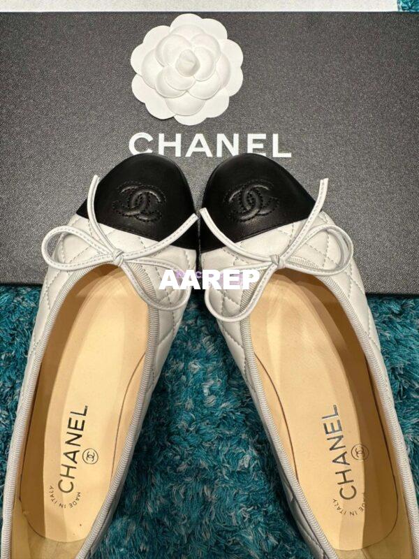 Replica Chanel Quilted Lambskin Ballerinas G02819 White Black 5