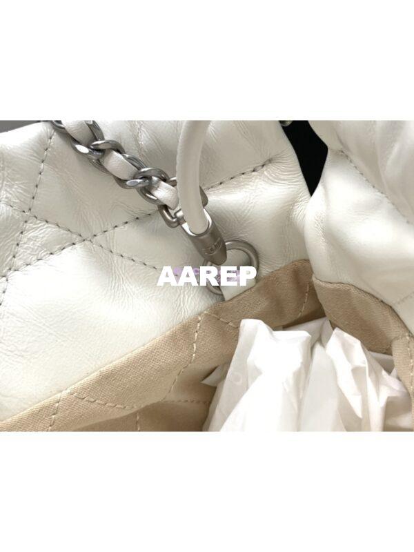 Replica Chanel Mini 22 Handbag Shiny Calfskin & Silver Metal AS3980 White 7