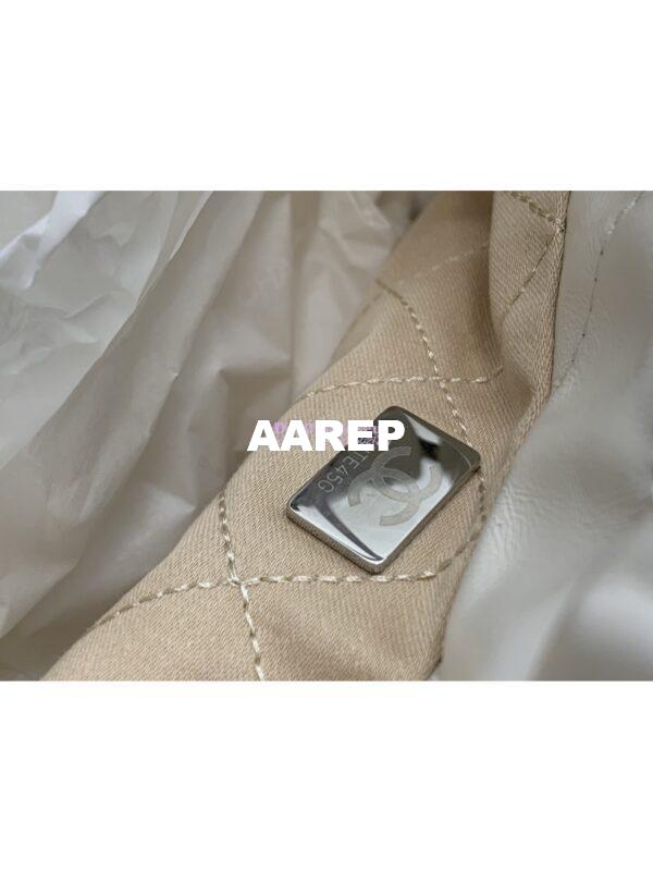 Replica Chanel Mini 22 Handbag Shiny Calfskin & Silver Metal AS3980 White 8