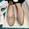 Replica Chanel Tweed and Grossgrain Cap Toe Ballerinas G02819 BlackJean Blue 2