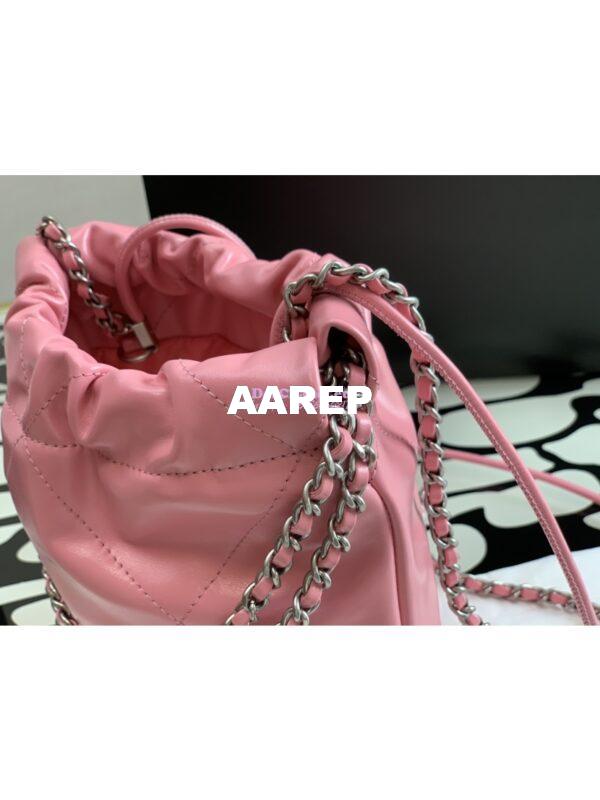 Replica Chanel Mini 22 Handbag Shiny Calfskin & Silver Metal AS3980 Pink 6