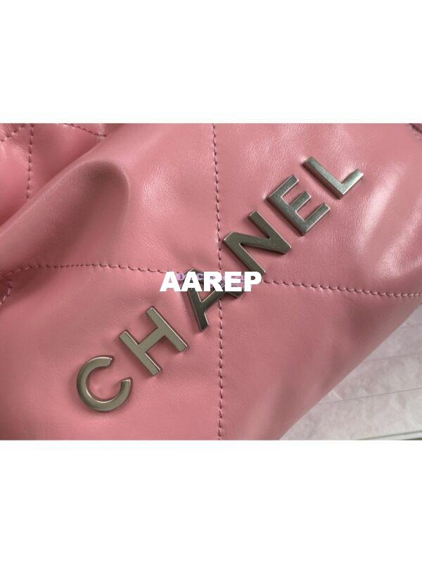 Replica Chanel Mini 22 Handbag Shiny Calfskin & Silver Metal AS3980 Pink 8