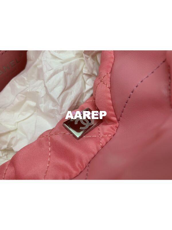Replica Chanel Mini 22 Handbag Shiny Calfskin & Silver Metal AS3980 Pink 9
