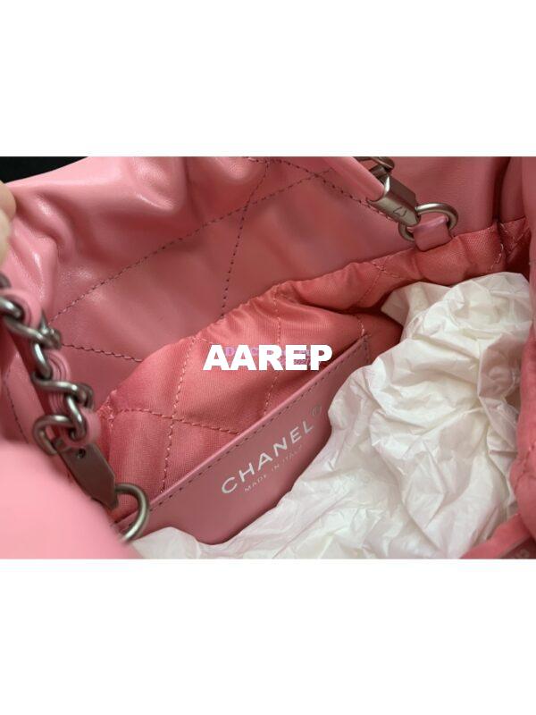 Replica Chanel Mini 22 Handbag Shiny Calfskin & Silver Metal AS3980 Pink 11