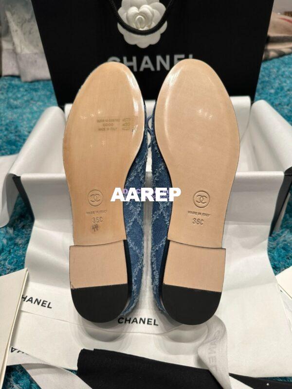 Replica Chanel Tweed and Grossgrain Cap Toe Ballerinas G02819 BlackJean Blue 8
