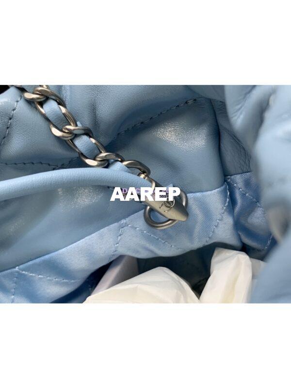 Replica Chanel Mini 22 Handbag Shiny Calfskin & Gold Metal AS3980 Light Blue 7