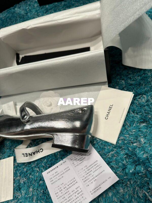 Replica Chanel 19C Mary Janes in Metallic Silver Goatskin G34328 7