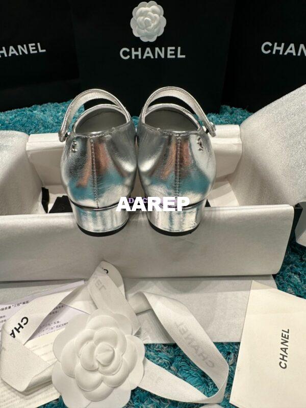 Replica Chanel 19C Mary Janes in Metallic Silver Goatskin G34328 8