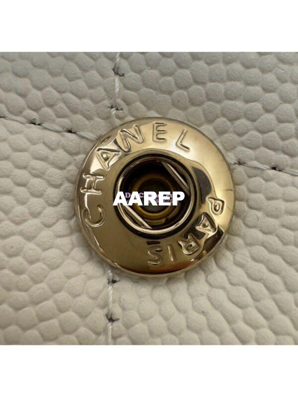 Replica Chanel CF 1112 Classic Flap Bag Qulited Grainy Caviar with Light Gold Hardware in White 5
