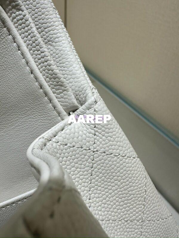 Replica Chanel CF 1112 Classic Flap Bag Qulited Grainy Caviar with Light Gold Hardware in White 9