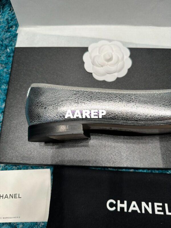Replica Chanel Classic Lambskin Cap Toe Ballerinas G02819 Metallic Silver 8