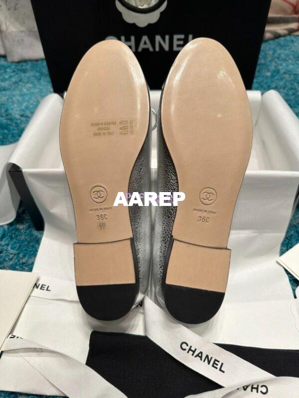 Replica Chanel Classic Lambskin Cap Toe Ballerinas G02819 Metallic Silver 10