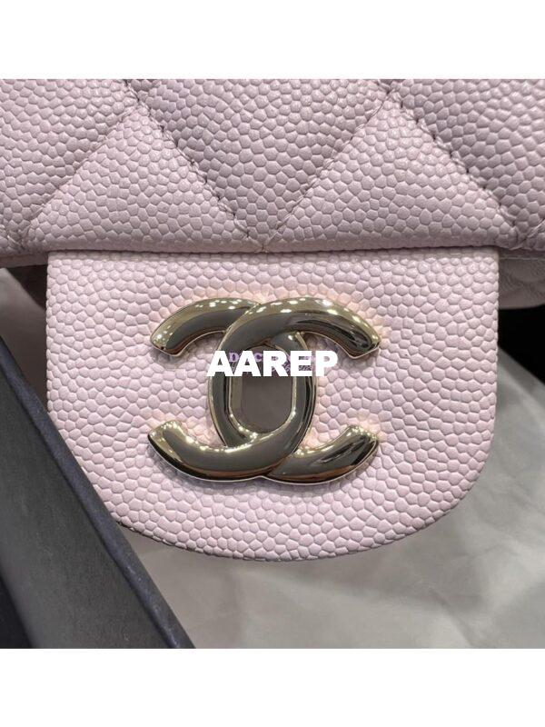 Replica Chanel 23C New CF 1112 Classic Flap Bag Qulited Grainy Caviar with Light Gold Hardware in Pale Pink (Limited Edition Colour) 7