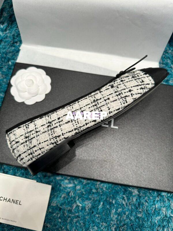 Replica Chanel Tweed and Grossgrain Cap Toe Ballerinas G02819 BlackWhite 6