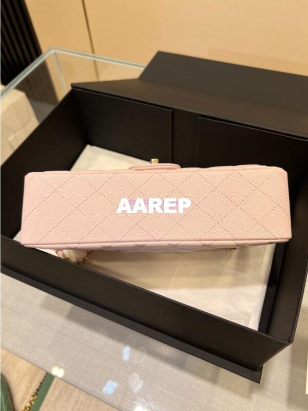Replica Chanel 23C New CF 1112 Classic Flap Bag Qulited Grainy Caviar with Light Gold Hardware in Pale Pink (Limited Edition Colour) 12