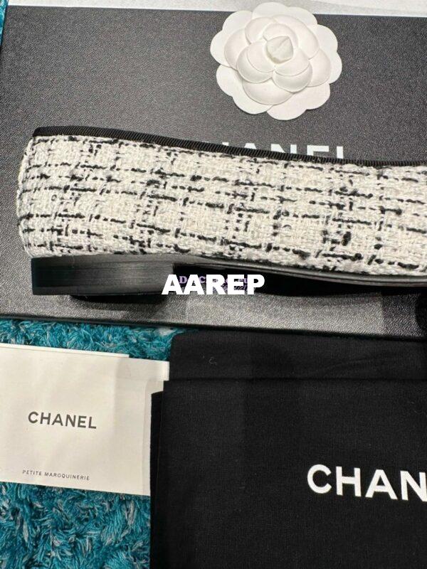Replica Chanel Tweed and Grossgrain Cap Toe Ballerinas G02819 BlackWhite 8