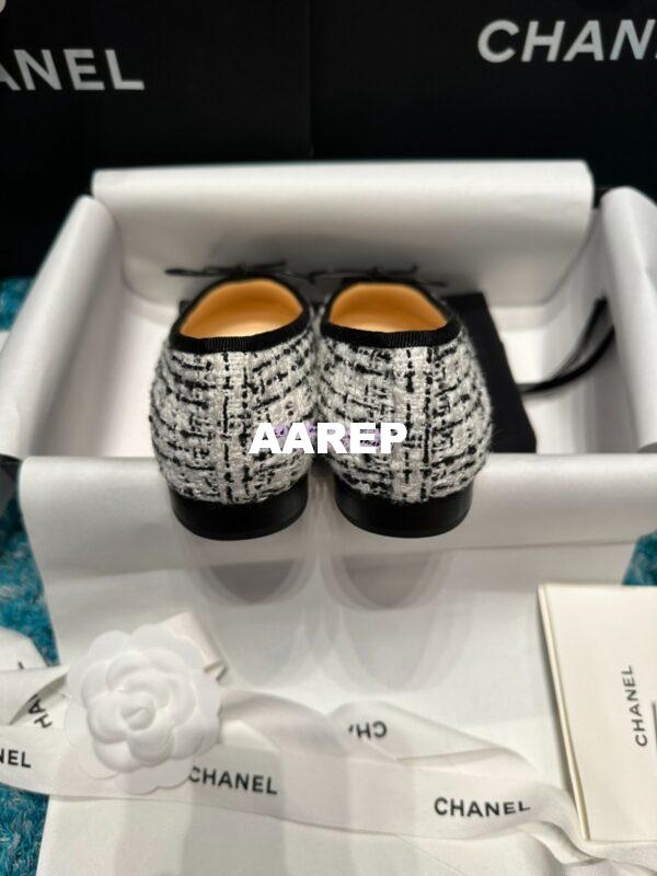 Replica Chanel Tweed and Grossgrain Cap Toe Ballerinas G02819 BlackWhite 9