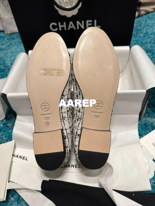 Replica Chanel Tweed and Grossgrain Cap Toe Ballerinas G02819 BlackWhite 10