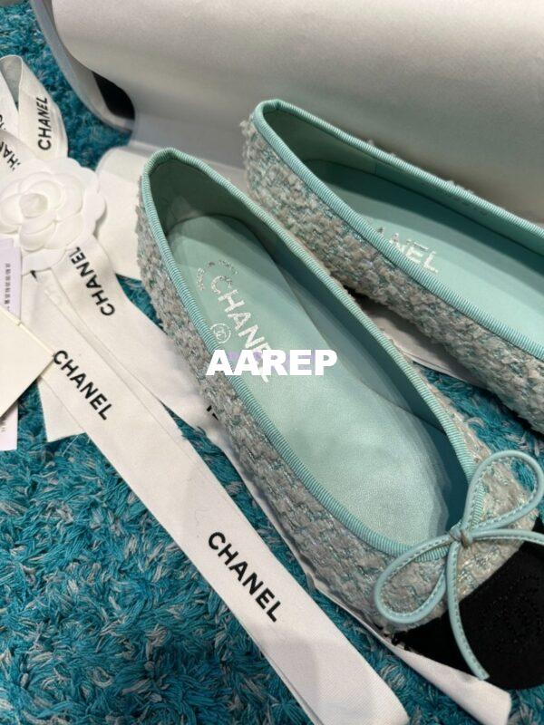 Replica Chanel Tweed and Grossgrain Cap Toe Ballerinas G02819 Black Tiffany 6