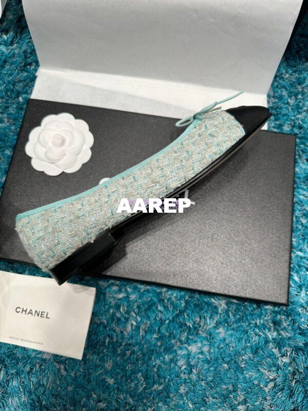 Replica Chanel Tweed and Grossgrain Cap Toe Ballerinas G02819 Black Tiffany 7