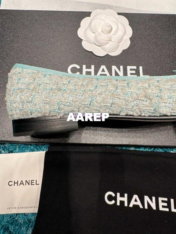 Replica Chanel Tweed and Grossgrain Cap Toe Ballerinas G02819 Black Tiffany 8