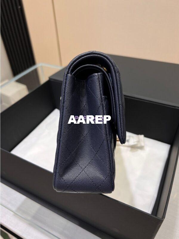 Replica Chanel 23C New CF 1112 Classic Flap Bag Qulited Grainy Caviar with Light Gold Hardware in Navy (Limited Edition Colour) 9