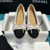 Replica Chanel Tweed and Grossgrain Cap Toe Ballerinas G02819 Black Tiffany