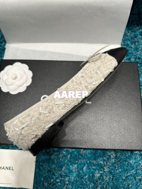 Replica Chanel Tweed and Grossgrain Cap Toe Ballerinas G02819 Black Ivory 6