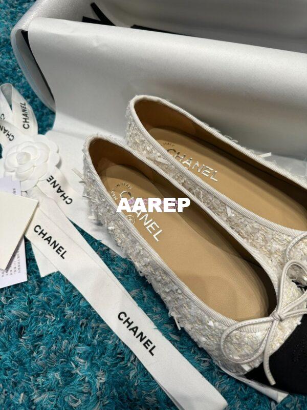 Replica Chanel Tweed and Grossgrain Cap Toe Ballerinas G02819 Black Ivory 7