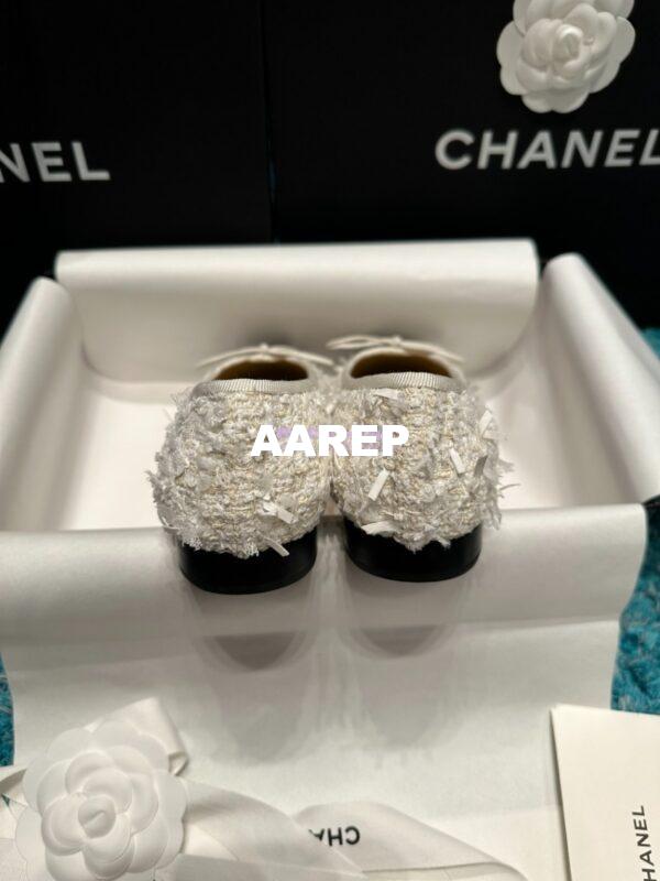 Replica Chanel Tweed and Grossgrain Cap Toe Ballerinas G02819 Black Ivory 9