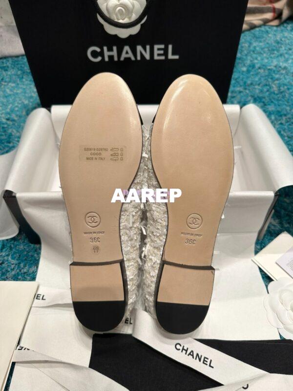 Replica Chanel Tweed and Grossgrain Cap Toe Ballerinas G02819 Black Ivory 10