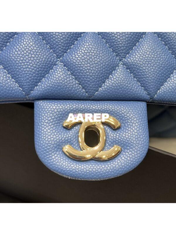Replica Chanel 23C New CF 1112 Classic Flap Bag Qulited Grainy Caviar with Light Gold Hardware in Azure (Limited Edition Colour) 6