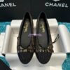 Replica Chanel Tweed and Grossgrain Cap Toe Ballerinas G02819 Black Ivory
